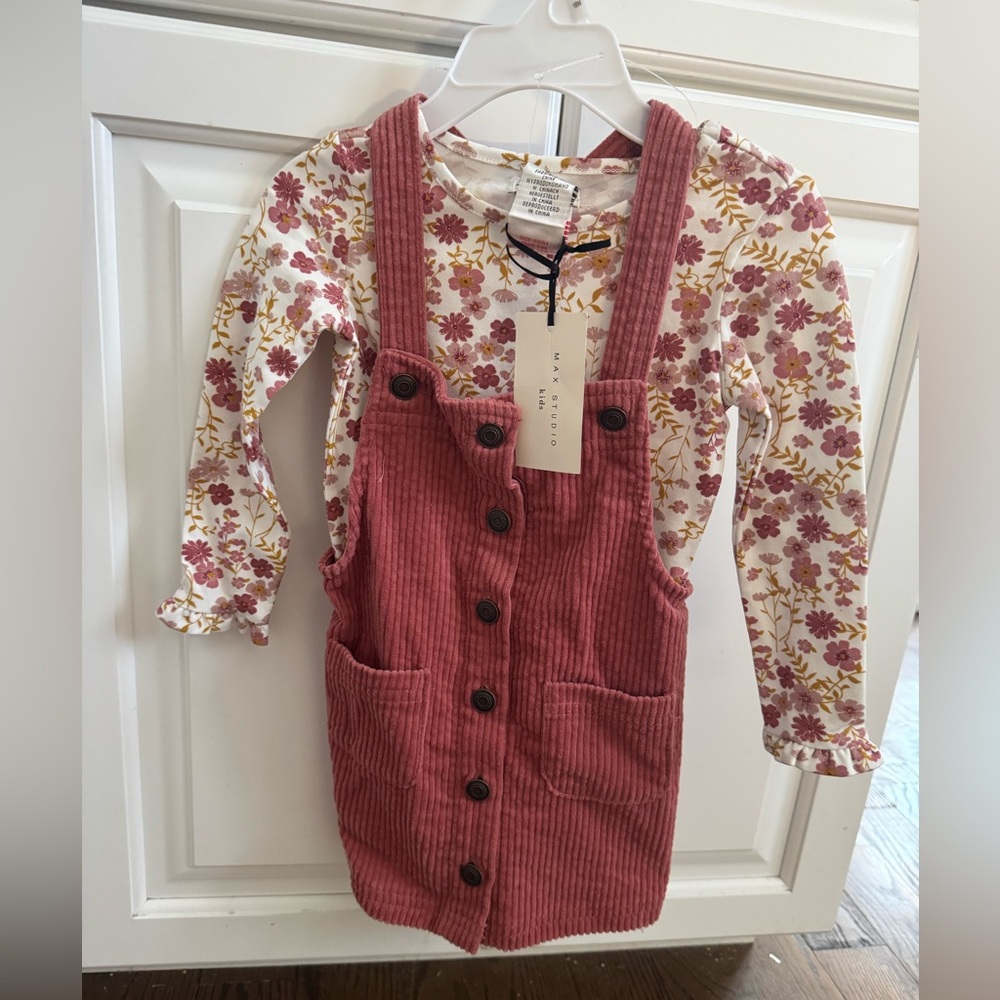 Corduroy long sleeve shirt and romper set